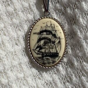 Long Silver Vintage Pendant Necklace